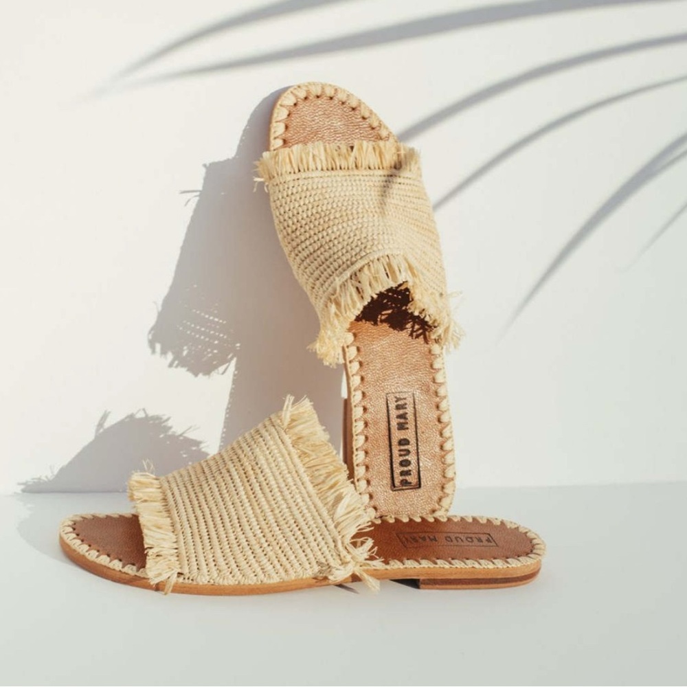 Proud Mary Rafffia Fringe Slides
